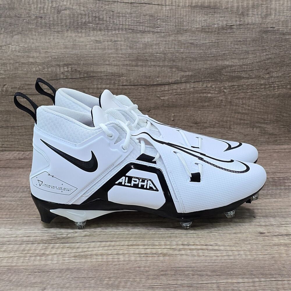 Nike Alpha Menace Pro 3 Detach Men's Size 13.5 White Black Football Cleats NEW
